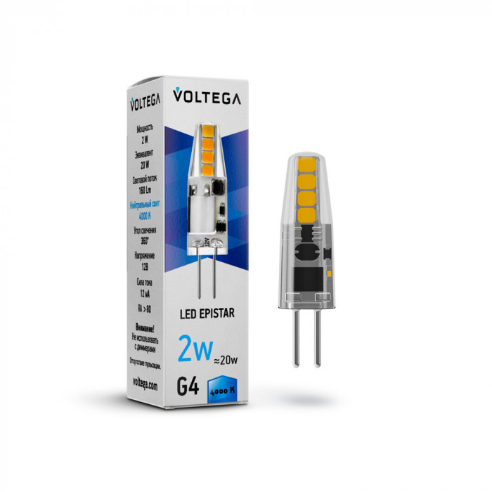 Лампа светодиод. Voltega G4 2W 4000К 12V 7143